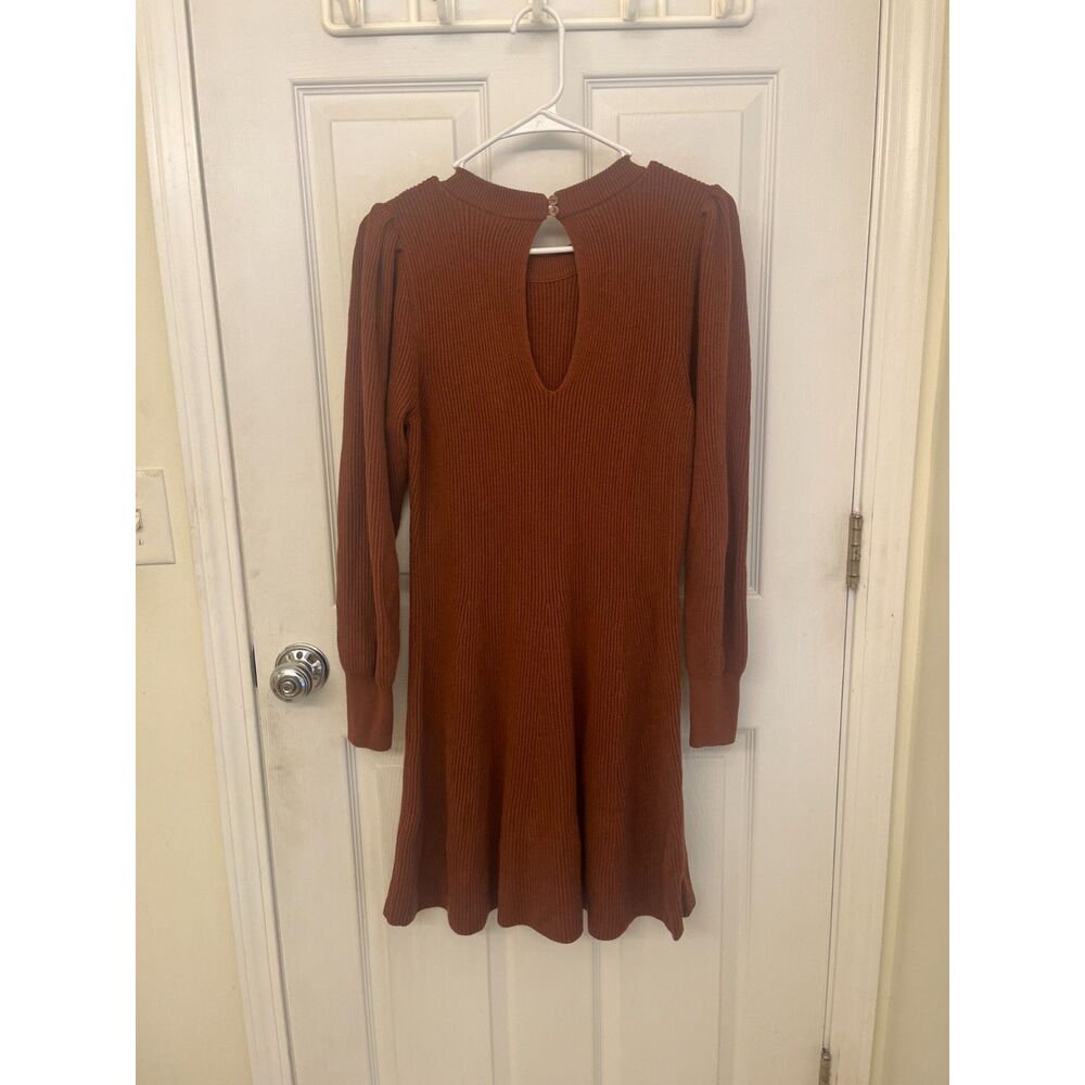 Abercrombie & Fitch Brown Ribbed Knit Fit & Flare Dress Large Petite